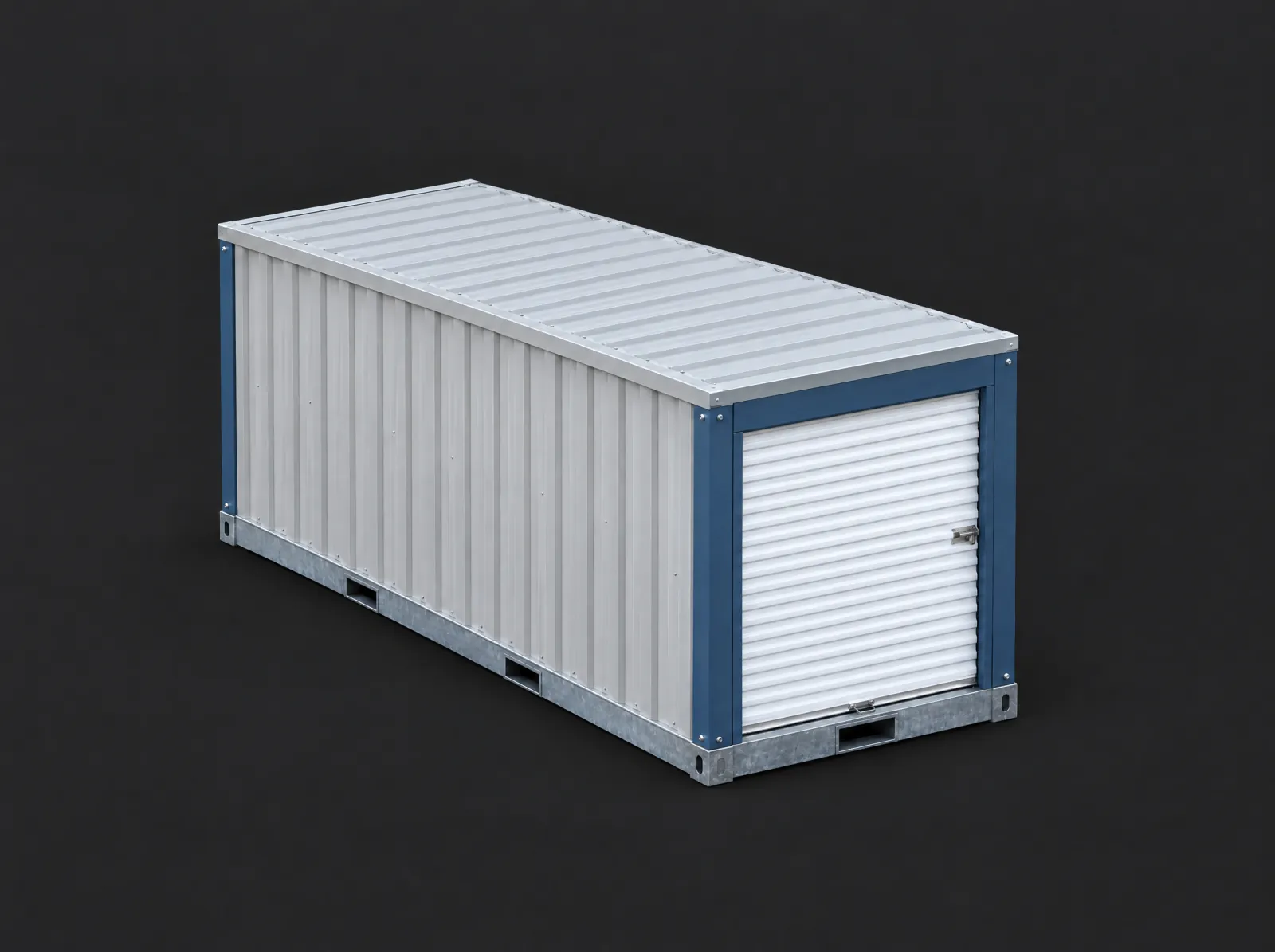 16-foot relocatable steel storage unit with an end roll-up door