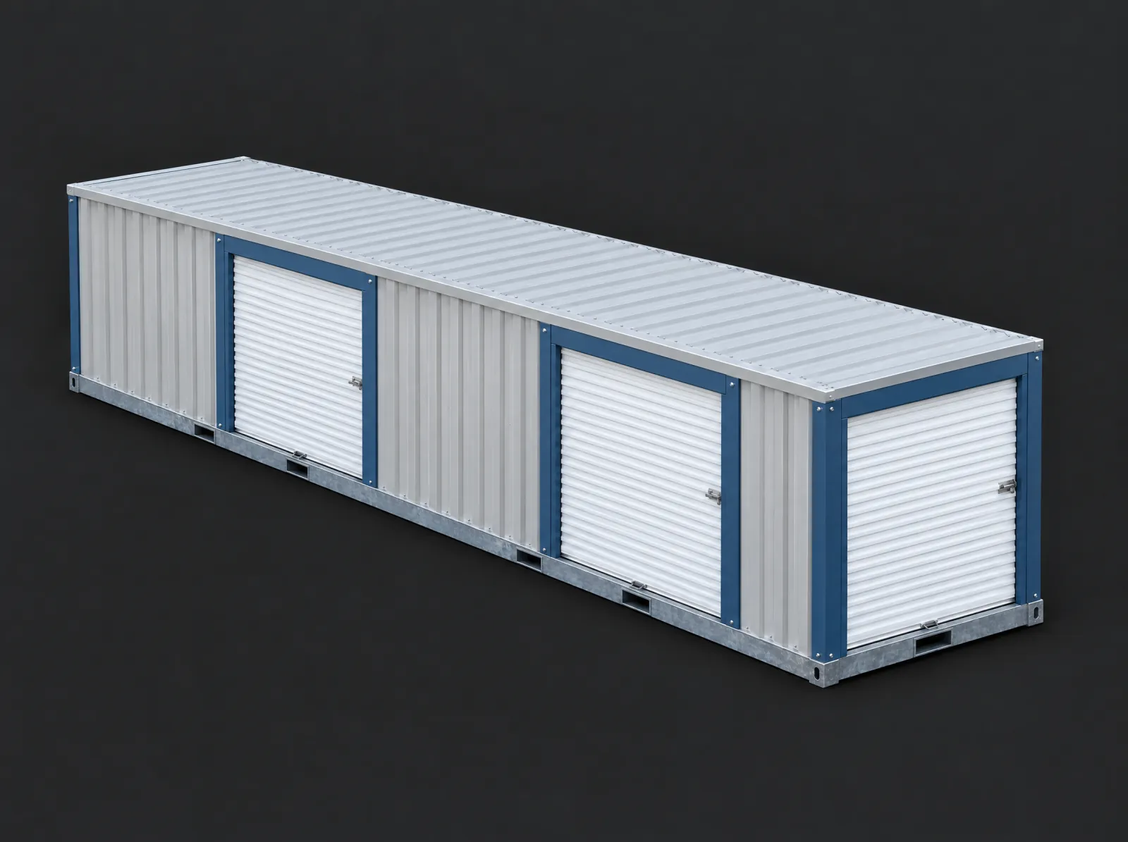 24-foot relocatable steel storage unit with split side roll-up doors